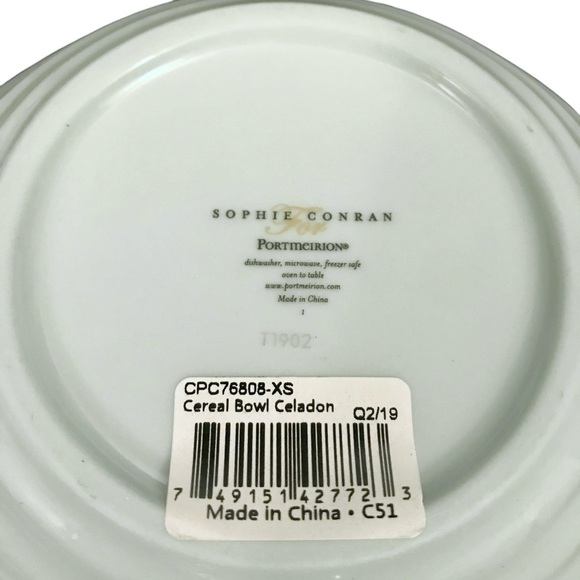 2 Portmeirion Sophie Conran Celadon Green Cereal Bowls 7.25" Ring Oval Ribbed - Picture 15 of 15